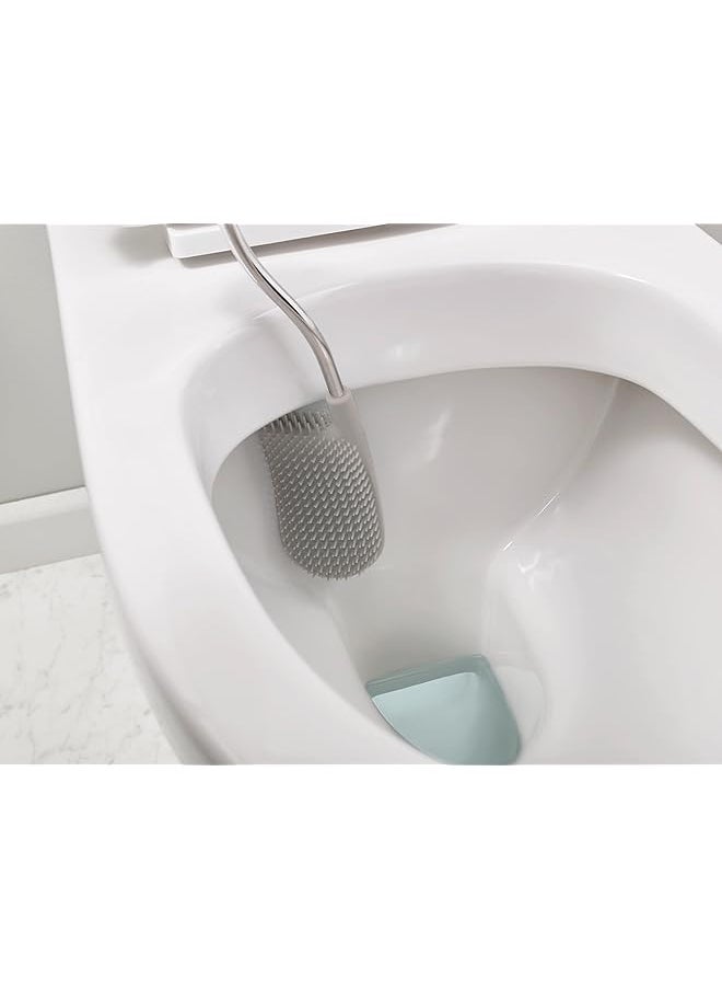 Joseph Joseph Toilet Brush With Slim Holder Flexible Anti Drip Grey White  - Image 4