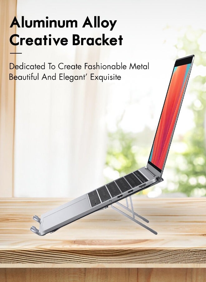 Glixen Store Ergonomic Laptop Stand - Adjustable & Portable Design | Light Weight Aluminium Frame  - Image 1