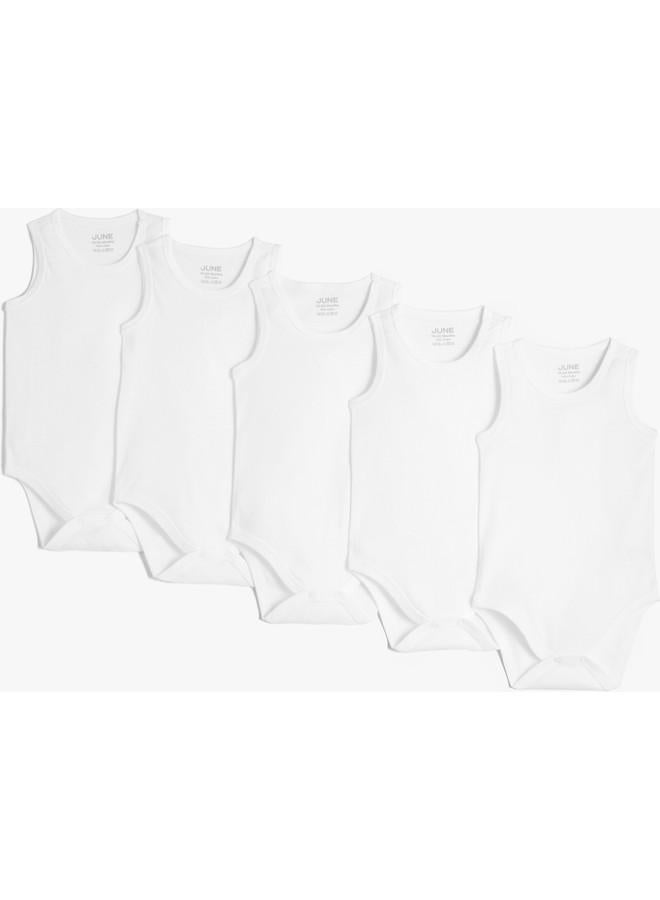 June Baby Basic 5-Pack White Athlete Bodysuit White - Image 1