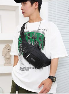 Hanayo Sling Bag Men's Shoulder Bag Casual Sports Fashion Women's and Men's Running Waist Bag Crossbody Waist Bag with Adjustable Shoulder Strap Backpack Black 40.00*6.00*14.00cm  - Image 3
