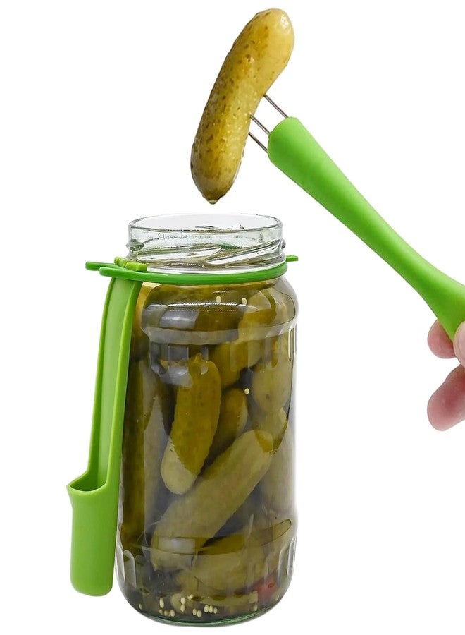 OZXNO 2 Set Pickle Fork Plastic Pickle Grabber Green Pickle Picker Pickle Jar Fork Kitchen Gadgets Pickle Gifts - Image 4
