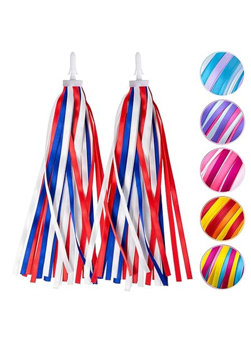 (Red, White and Blue) Bicycle Streamers Children Bicycle Tassels 1 Pair, Children's Bicycle Accessories Scooter Bicycle Tricycle Handlebar Streamers Handlebar Accessories Suitable for Girls and Boys  - Image 1