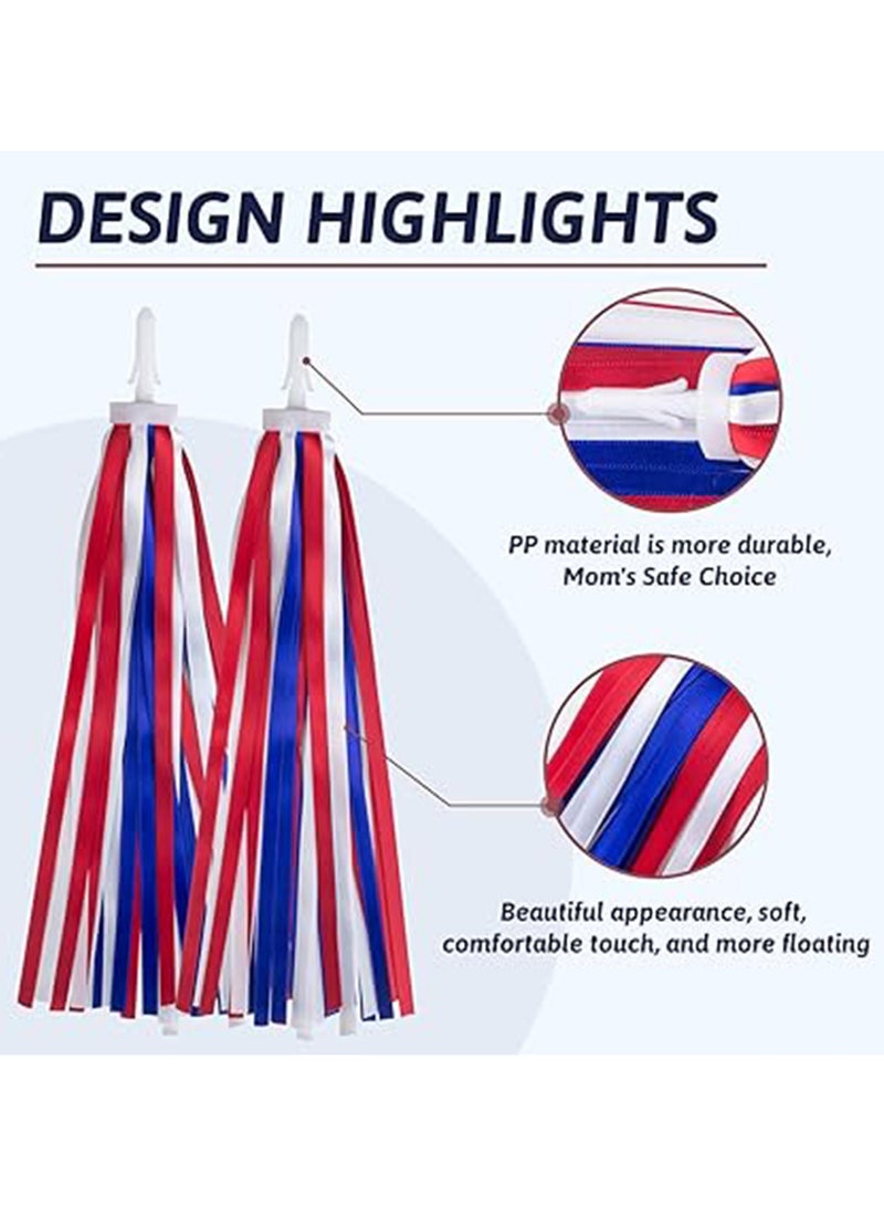 (Red, White and Blue) Bicycle Streamers Children Bicycle Tassels 1 Pair, Children's Bicycle Accessories Scooter Bicycle Tricycle Handlebar Streamers Handlebar Accessories Suitable for Girls and Boys  - Image 3