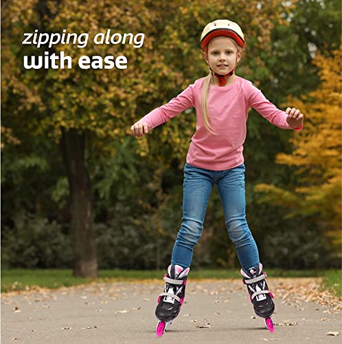 New Bounce Adjustable Inline Skates for Kids, 4 Wheel Skates, Pink, Medium, 2-6 US (EUR 36-39) - Image 4