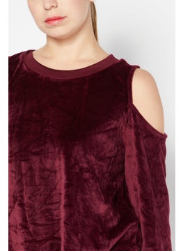 Women Round Neck Textured Sweatshirt, Maroon - pzsku/Z558BC37AE80725D1E5AEZ/45/_/1737641960/4a2822ad-633d-4dc6-b8bd-98eaee16726e