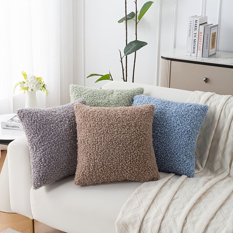 Pink Lamb Plush Pillow Soft Fluffy Machine Washable with Zipper Closure Home Decoration 11.81x19.69inch - Image 2