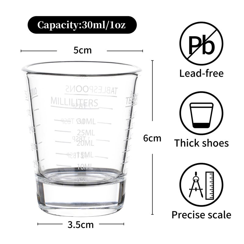 BCnmviku Shot Glasses Measuring cup Espresso Shot Glass Liquid Heavy Wine 2 Pack 26-Incremental Measurement 1oz, 6 Tsp, 2 Tbs, 30ml By BCnmviku (2pack-White) - Image 2