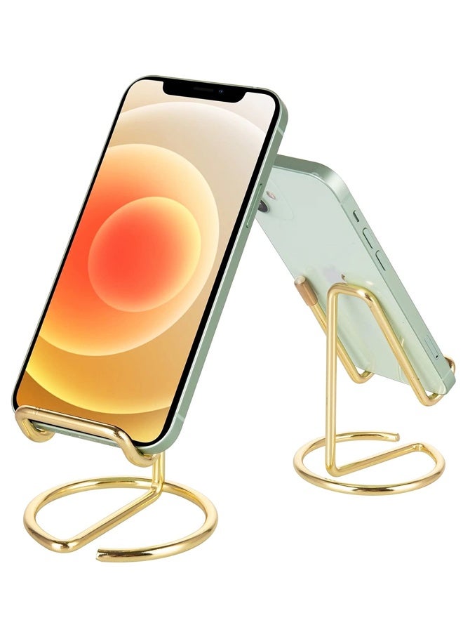 Cell Phone Stand for Desk, Cute Metal Gold Cell Phone Stand Holder Desk Accessories, Compatible with All Mobile Phones, iPhone, iPad - Image 1