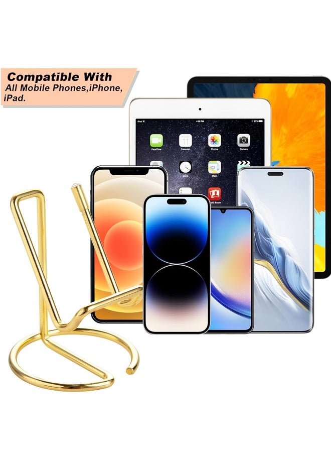 Cell Phone Stand for Desk, Cute Metal Gold Cell Phone Stand Holder Desk Accessories, Compatible with All Mobile Phones, iPhone, iPad - Image 3