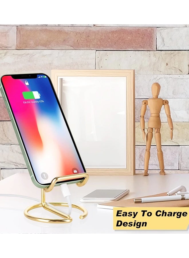 Cell Phone Stand for Desk, Cute Metal Gold Cell Phone Stand Holder Desk Accessories, Compatible with All Mobile Phones, iPhone, iPad - Image 4