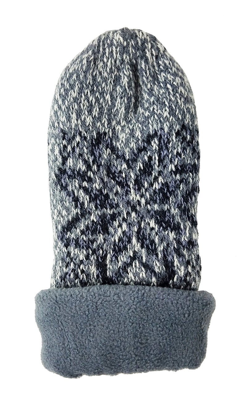 BRUCERIVER Women Snowflake Knit Mittens with Warm Fleece Lining Size S (Grey) - Image 4