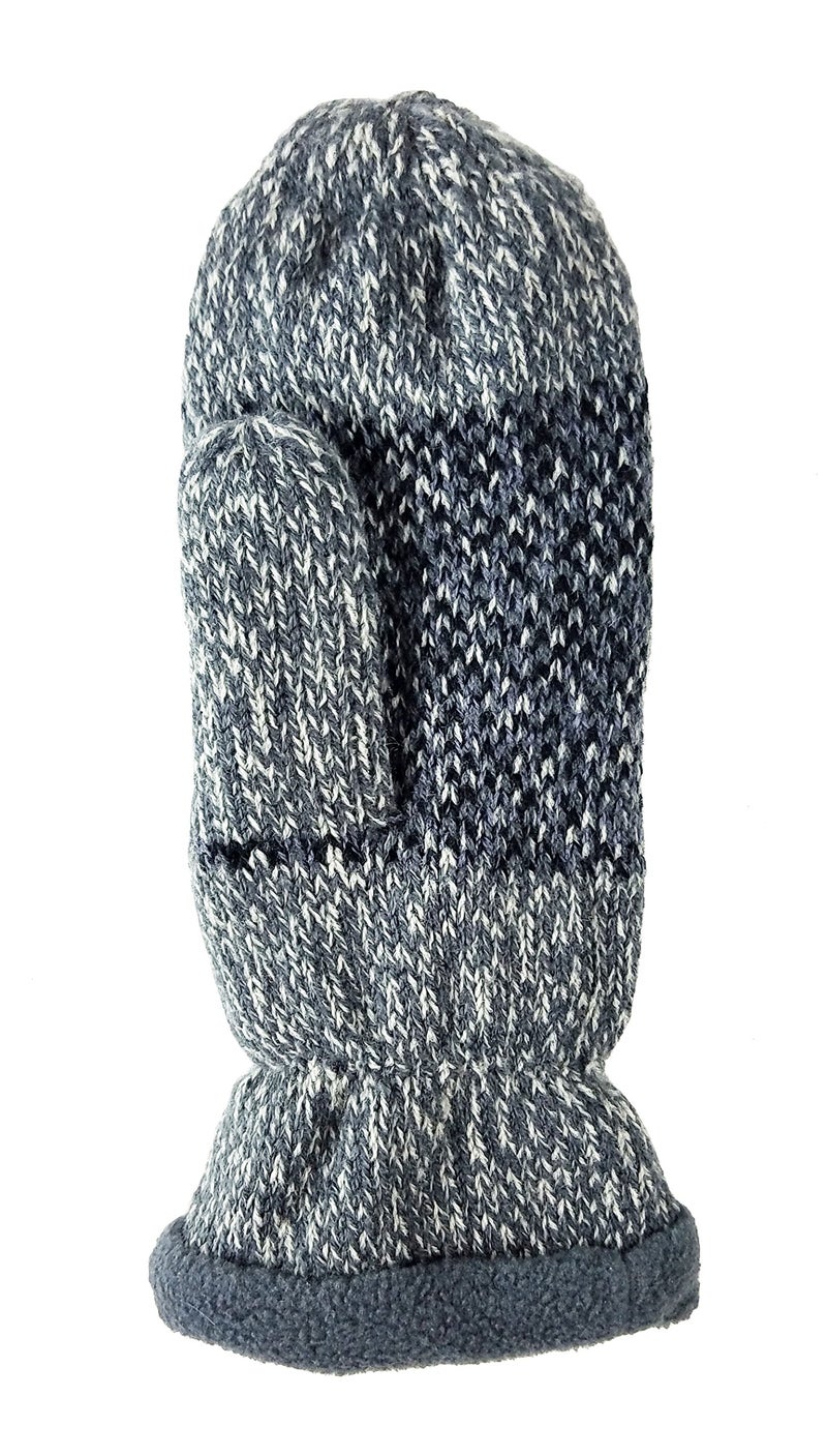 BRUCERIVER Women Snowflake Knit Mittens with Warm Fleece Lining Size S (Grey) - Image 3