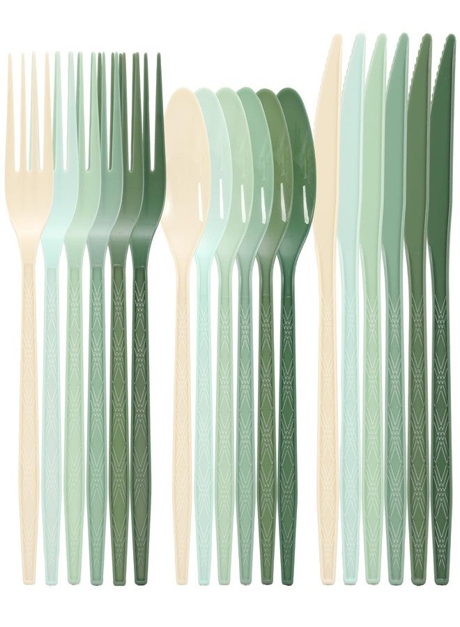 FYSUIMU 360Pcs Sage Green Plastic Silverware Heavy Duty Disposable Cutlery Set Includes Forks Spoons Knives for Wedding Birthday Bridal Baby Shower Party Utensil Supplies - Image 1