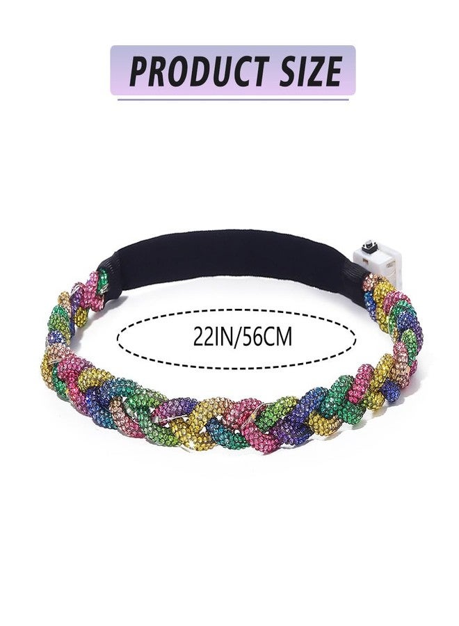 ACEDRE Light Up Rhinestone Headbands Led Glowing Hair Band Crystal Forehead Head Chain Sparkly Rave Party Costume Hair Accessories for Women(Multicolor) - Image 4