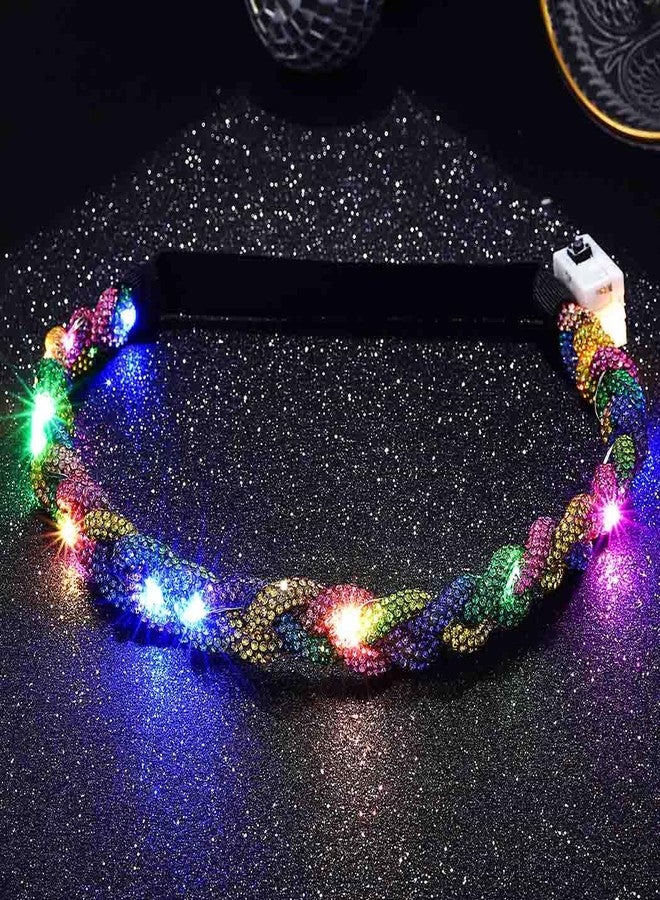 ACEDRE Light Up Rhinestone Headbands Led Glowing Hair Band Crystal Forehead Head Chain Sparkly Rave Party Costume Hair Accessories for Women(Multicolor) - Image 2