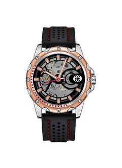 Generic Mens Skeleton Automatic Watch Silicone StrapRose gold black silver core tape Rose gold black silver core tape 