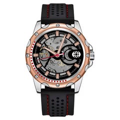 Generic Skeleton Watch Generic Mens Skeleton Automatic Watch Silicone StrapRose gold black ...