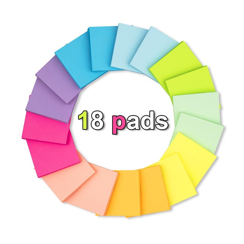 Kozerite (18 Pack) Pop Up Sticky Notes Refill,3x3 in Popup Notepads,Accordion Stickies Super Sticking Power,Office School Memo Note Pads Bright Colors,Post on Windows Doors,Recyclable,Easy to Write on - Image 2