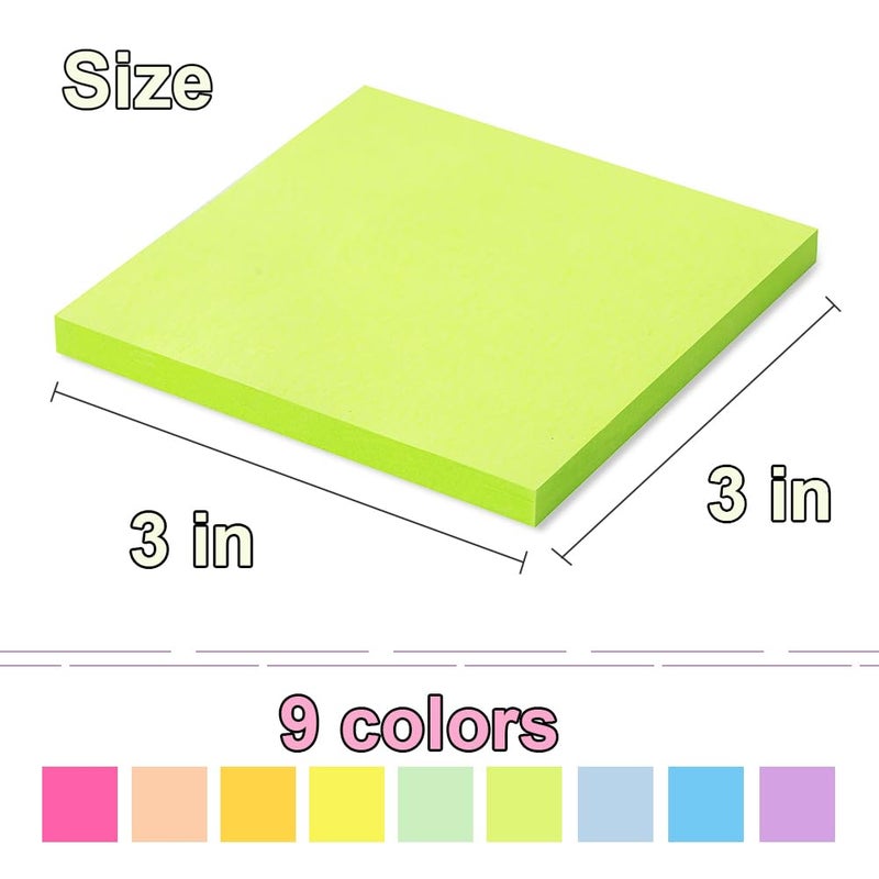 Kozerite (18 Pack) Pop Up Sticky Notes Refill,3x3 in Popup Notepads,Accordion Stickies Super Sticking Power,Office School Memo Note Pads Bright Colors,Post on Windows Doors,Recyclable,Easy to Write on - Image 3