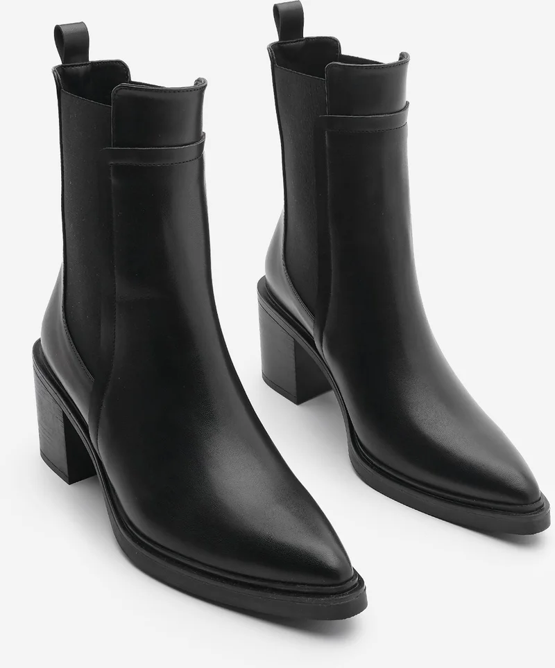 MARJIN Women's Double Elastic Chelsea Heel Boots Pisar