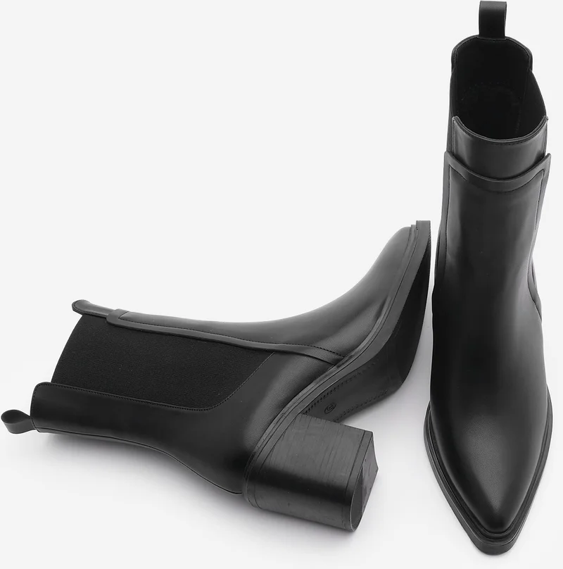 MARJIN Women's Double Elastic Chelsea Heel Boots Pisar