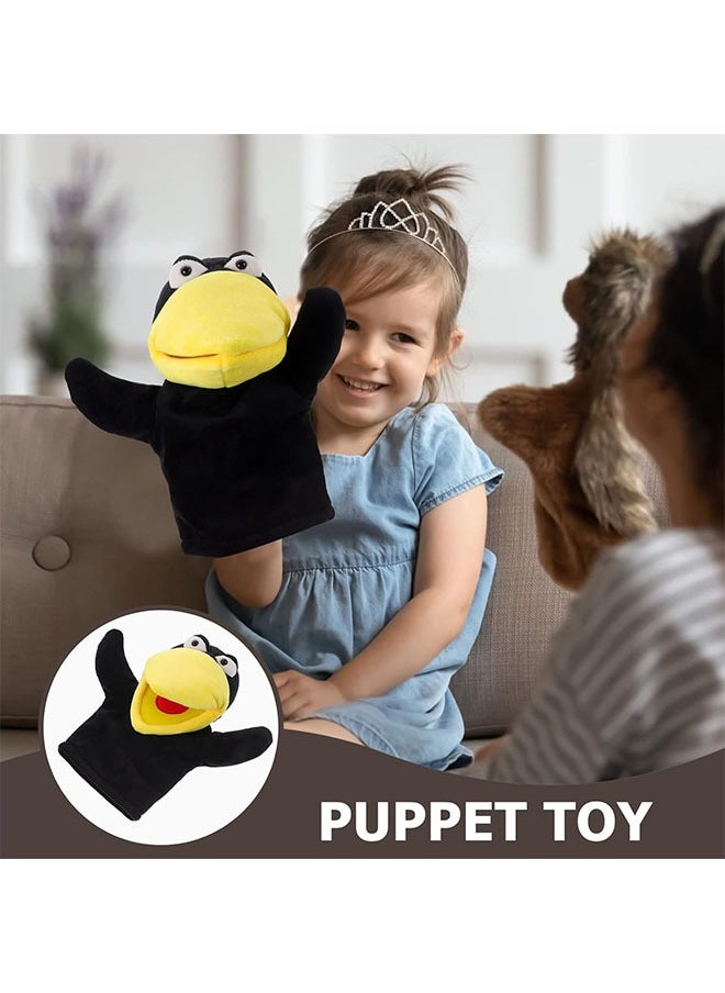 Crow Plush Hand Puppet Toys，Lovely Plush Crow Toy Soft Lovely Bird Toy Doll for Early Education Toys Role Playing，28CM