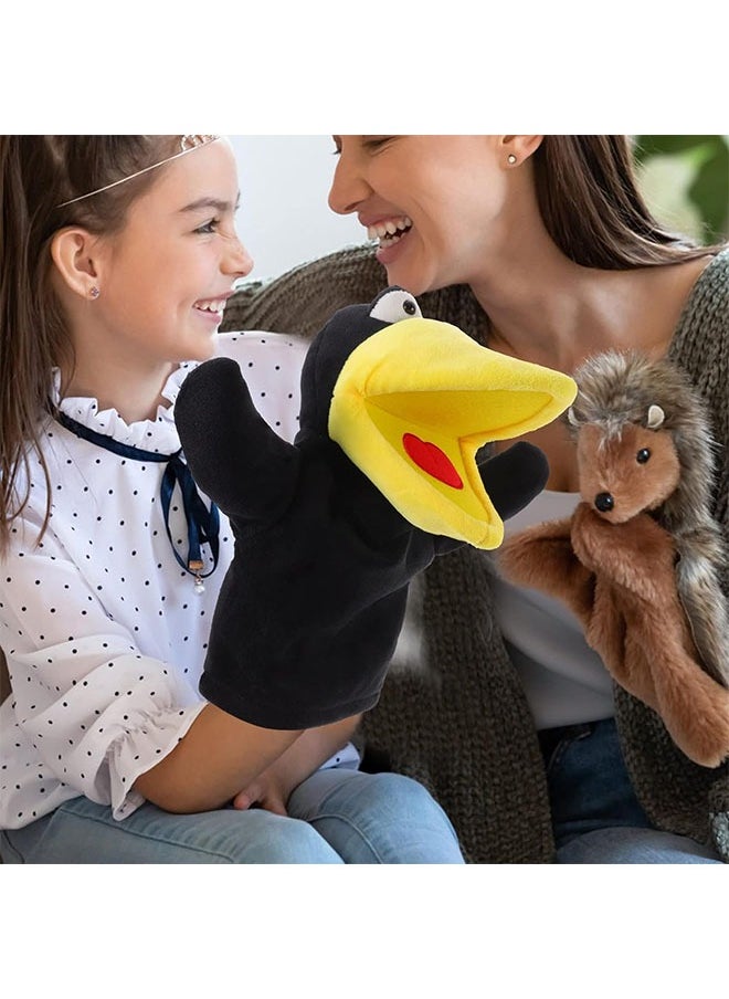 Crow Plush Hand Puppet Toys，Lovely Plush Crow Toy Soft Lovely Bird Toy Doll for Early Education Toys Role Playing，28CM