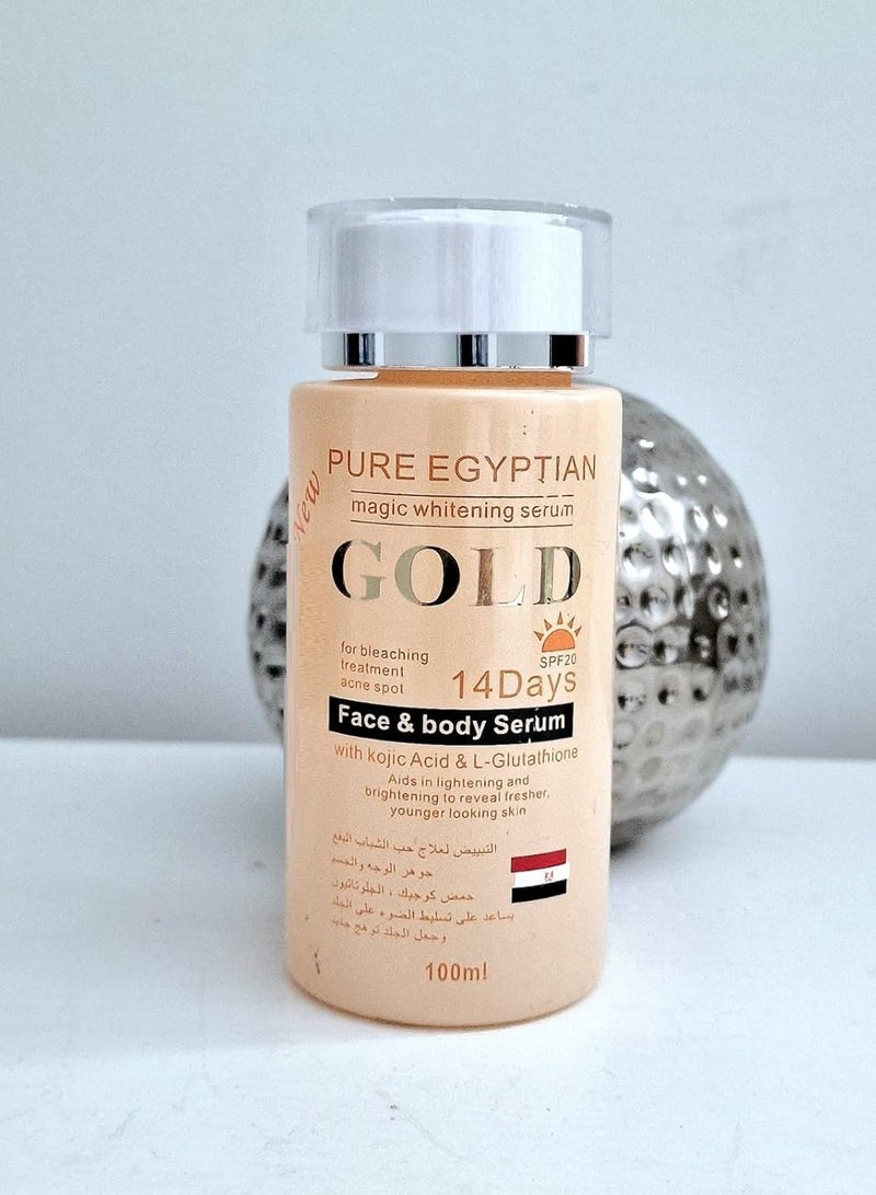 بيور سيروم التبييض السحري المصري النقي سيروم الوجه والجسم الذهبي لمدة 14 يومًا 100 مل - Image 1