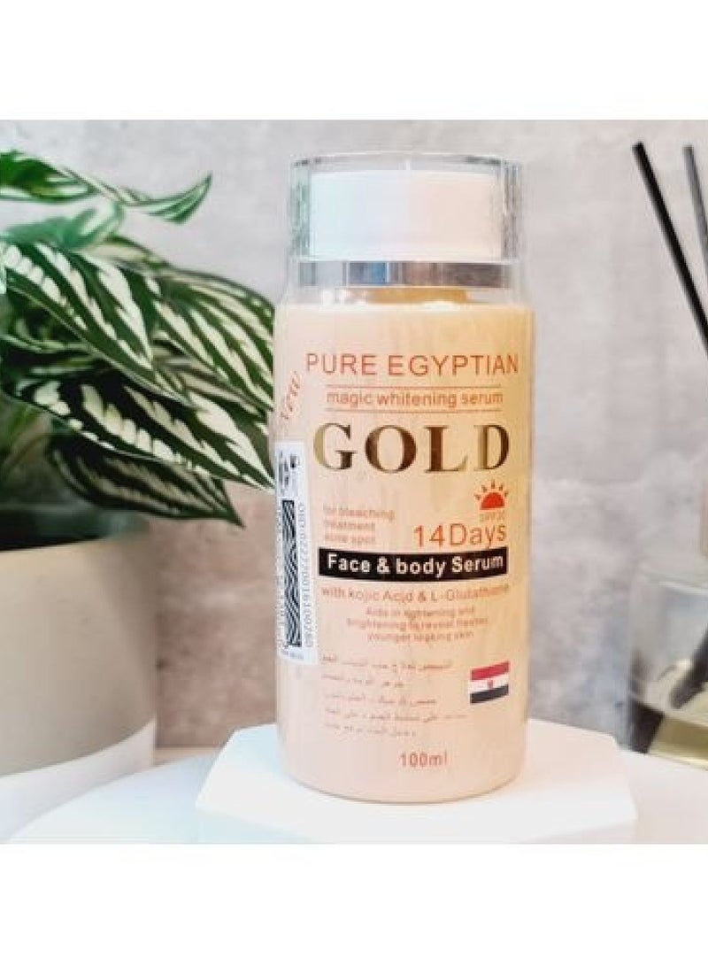 بيور سيروم التبييض السحري المصري النقي سيروم الوجه والجسم الذهبي لمدة 14 يومًا 100 مل - Image 2