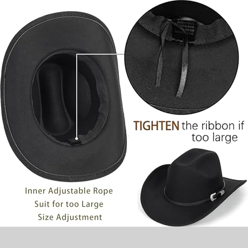 UTOWO Vintage Western Cowboy Hat for Men S/M Outback Gus Cowgirl Hat Felt Roll Brim Fedora Cap for Women M - Image 4