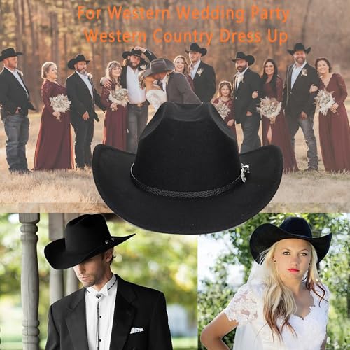 UTOWO Vintage Western Cowboy Hat for Men S/M Outback Gus Cowgirl Hat Felt Roll Brim Fedora Cap for Women M - Image 5