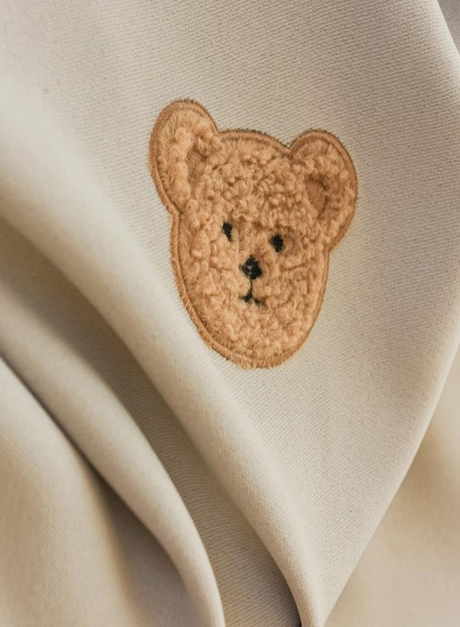 AiFMQQ Cartoon Bears Kids Blackout Curtains for Babys Bedoom Living Room Grommet Top Beige Embroidery 3D Bear Darkening Curtain for Nursery Baby Room 1 Panel (W52 L84 inch,Beige) - Image 5