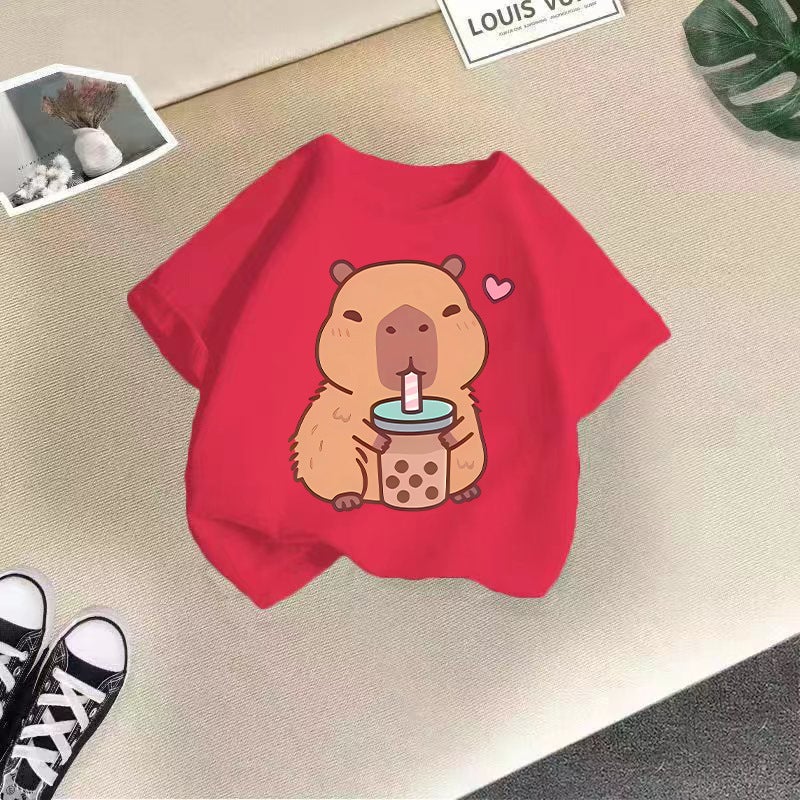2026 Style Short-Sleeved T-Shirts For Boys And Girls With Cartoon Prints, Loose-Fitting Children'S Tops, Children'S Clothing Trend - Image 1