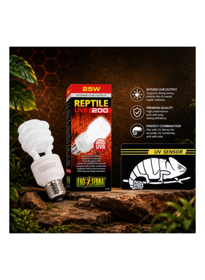 Exo Terra Reptile UVB 200 High Output Lamp – 25W With FREE New UV Test Sensor Card - Image 3