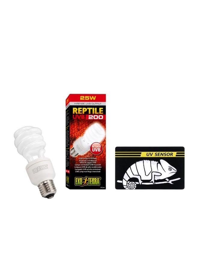 Exo Terra Reptile UVB 200 High Output Lamp – 25W With FREE New UV Test Sensor Card - Image 1