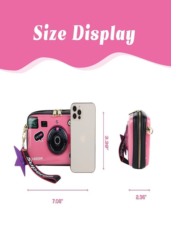 KUANG! Women Fashion Camera Shaped Crossbody Handbag PU Leather Vintage Shoulder Bag Novelty Clutch Box Purse - Image 4