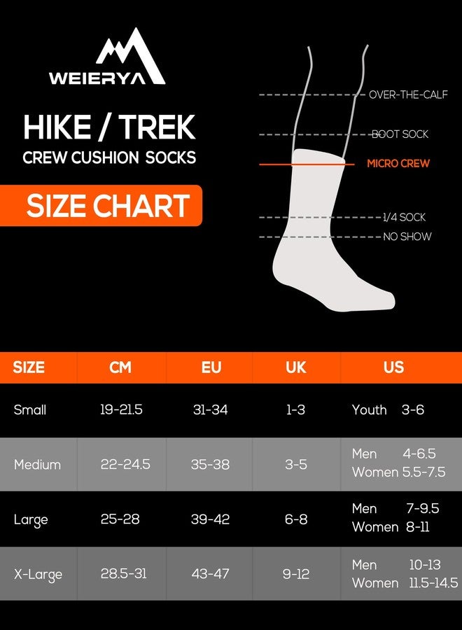 WEIERYA Mens Hiking Socks 3 Pairs Merino Wool, Cushion Hike Trek Micro Crew Socks With Moisture Wicking for Outdoor Sports, Black Grey Blue M - Image 5