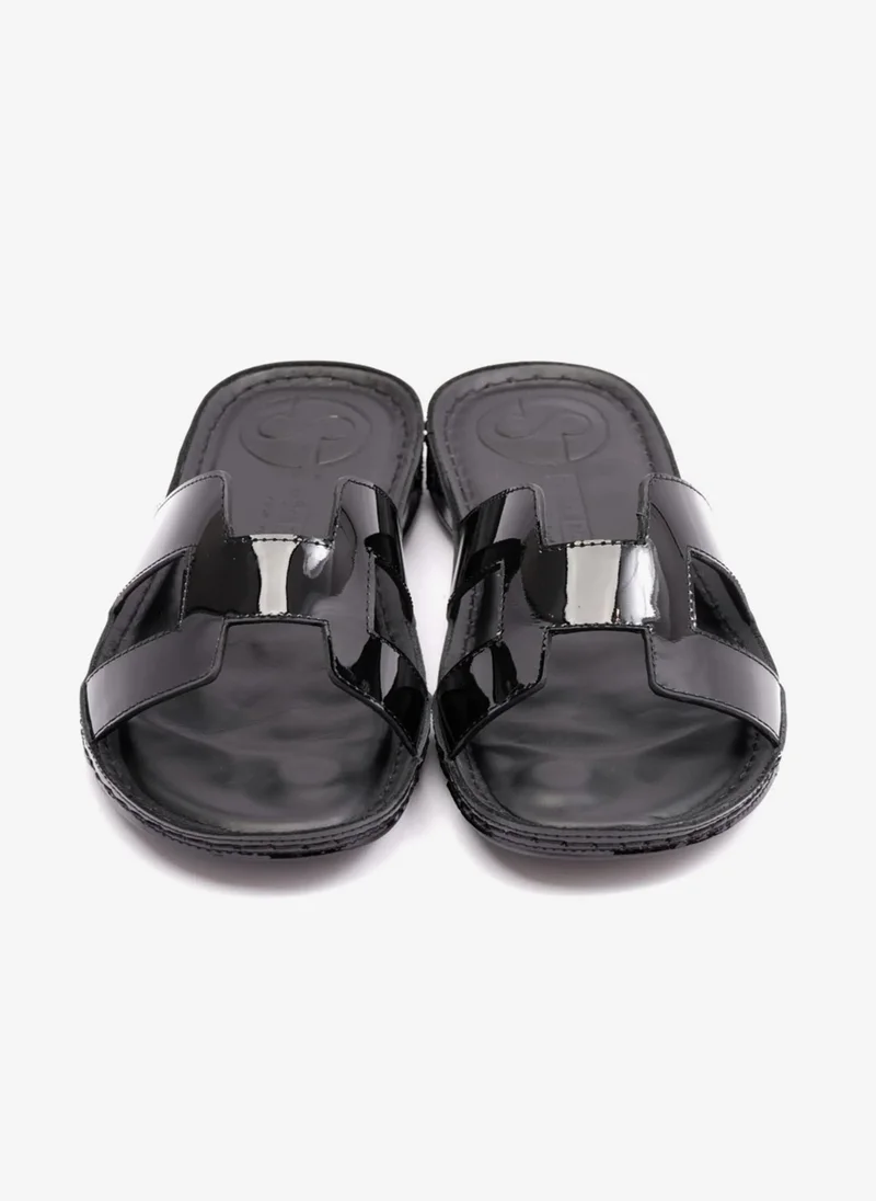 Comfort Plus FLAT PATENT LEATHER COMFORT PLUS LADIES SANDALS BLACK