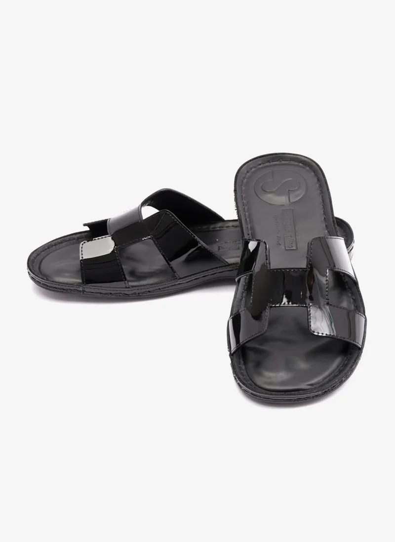 Comfort Plus FLAT PATENT LEATHER COMFORT PLUS LADIES SANDALS BLACK