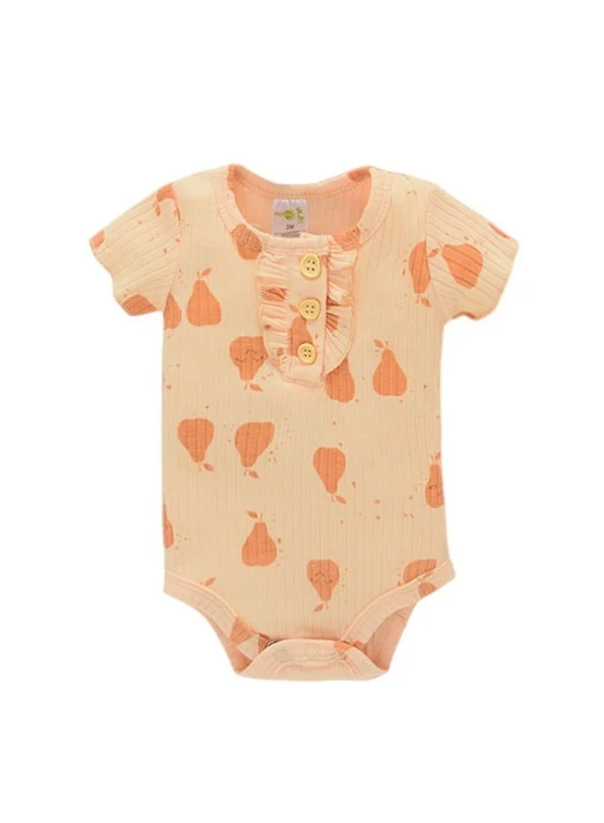 بمبىمىشى Bambimici Yara 2- Piece Short Sleeve Body Suit Pear Print - Peach