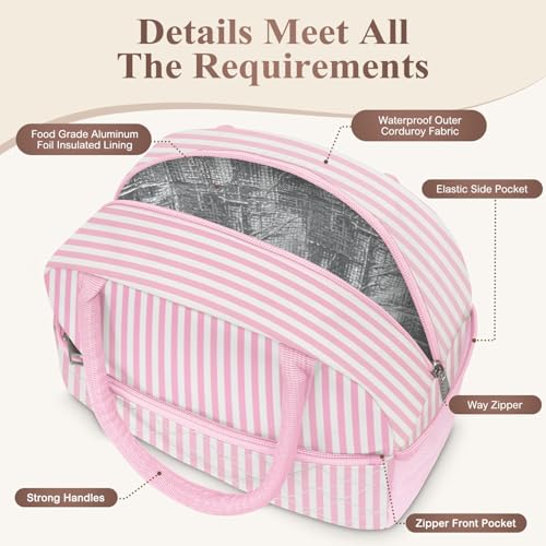 KUBYA Lunch Box for Women Adult Men, Cute Insulated Lunch Bag Women Quilted Reusable Large Lunch Boxes Tote Bag Leakproof Simple Thermal Cooler Bag for Work Office Picnic - Image 4