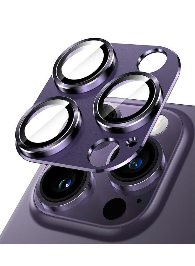 اتش واي واقي عدسة الكاميرا لآيفون 14 برو 6.1 بوصة وآيفون 14 برو ماكس 6.7 بوصة، غطاء حلقة زجاجي مقوى 9H بتغطية كاملة، لوحة معدنية غير لامعة، صديقة للحافظة، عبوة واحدة (أرجواني عميق) - Image 1