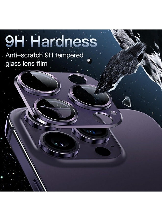 اتش واي واقي عدسة الكاميرا لآيفون 14 برو 6.1 بوصة وآيفون 14 برو ماكس 6.7 بوصة، غطاء حلقة زجاجي مقوى 9H بتغطية كاملة، لوحة معدنية غير لامعة، صديقة للحافظة، عبوة واحدة (أرجواني عميق) - Image 4