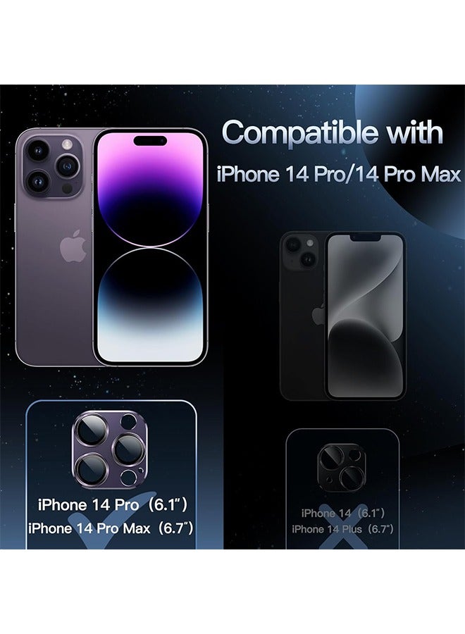 اتش واي واقي عدسة الكاميرا لآيفون 14 برو 6.1 بوصة وآيفون 14 برو ماكس 6.7 بوصة، غطاء حلقة زجاجي مقوى 9H بتغطية كاملة، لوحة معدنية غير لامعة، صديقة للحافظة، عبوة واحدة (أرجواني عميق) - Image 2