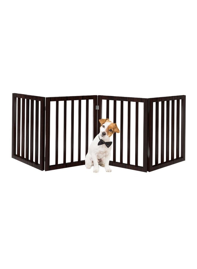 PETMAKER Pet Gate – Dog Gate for Doorways, Stairs or House – Freestanding, Folding, Accordion Style, MDF Wooden Indoor Dog Fence (4 Panel, Brown) - Image 1