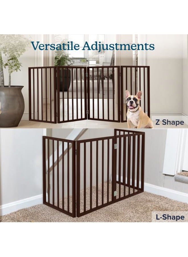 PETMAKER Pet Gate – Dog Gate for Doorways, Stairs or House – Freestanding, Folding, Accordion Style, MDF Wooden Indoor Dog Fence (4 Panel, Brown) - Image 5