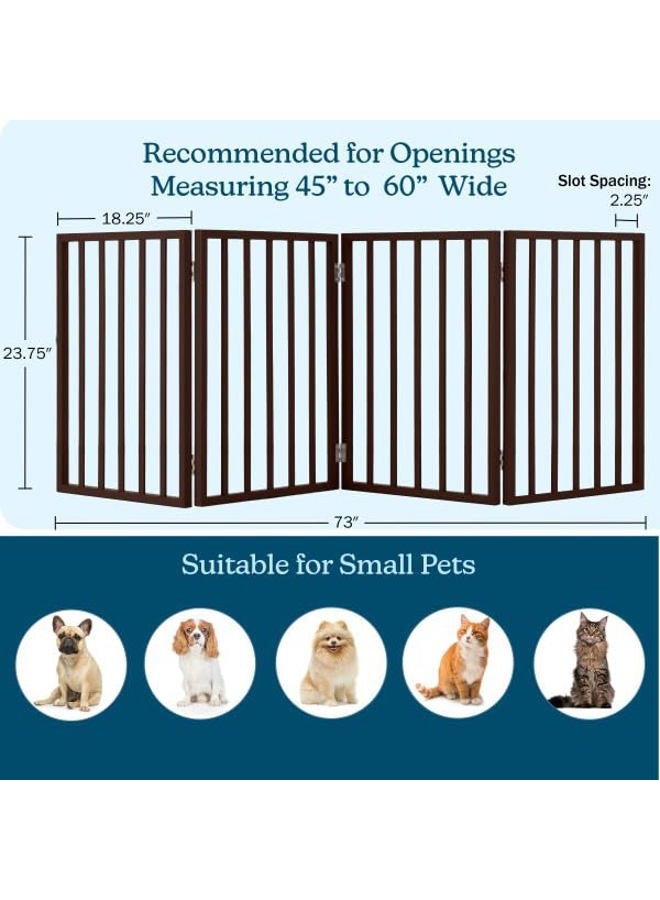 PETMAKER Pet Gate – Dog Gate for Doorways, Stairs or House – Freestanding, Folding, Accordion Style, MDF Wooden Indoor Dog Fence (4 Panel, Brown) - Image 2