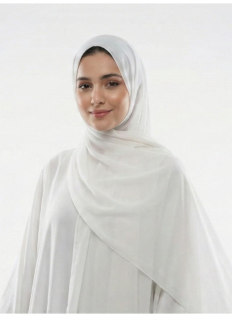 بهنس طقم2 نقاب أبيض قطعتين طويل مطاط مايل مع طرحة بيضاء ناعمة | نقاب أبيض مريح وأنيق بخامة خفيفة للمناسبات والاستخدام اليومي - Image 2