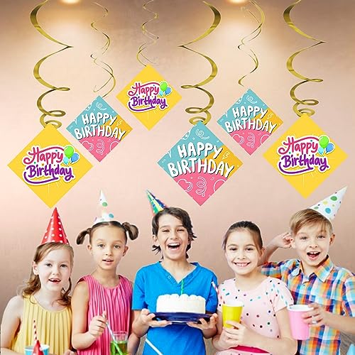 Balloonistics Happy Birthday Hanging Swirl Decorations Decorations for Birthday Hanging Swirl Decorations (Pack of 6 Swirls and 6 Cutouts) - Image 3