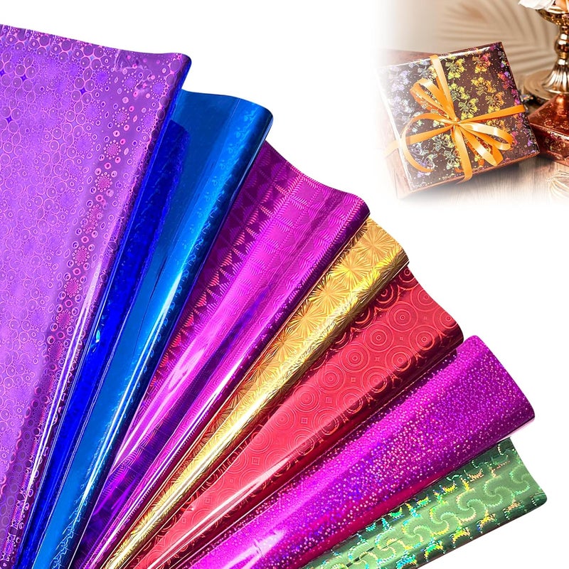 GLUN GLUN Multicolour Metallic Gift Wrapping Sheets 50 Piece 65cm x 45cm Multicolor Holographic Sheets Ideal for Special Occasions Like Gift Wrap Decoration and Loved Ones Gifts 